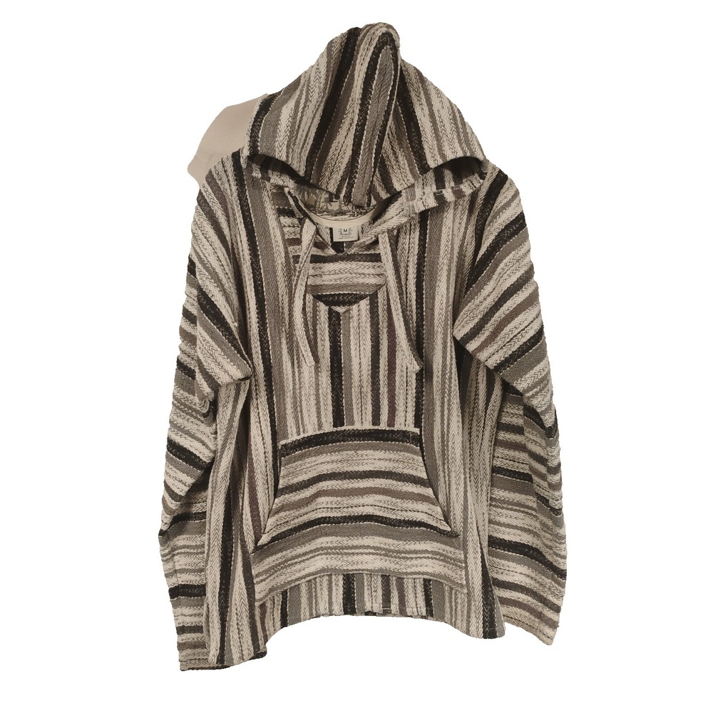 Original Senor Lopez Sweatshirt Mens MEDIUM M Gray Striped Baja Rug Hoodie‎